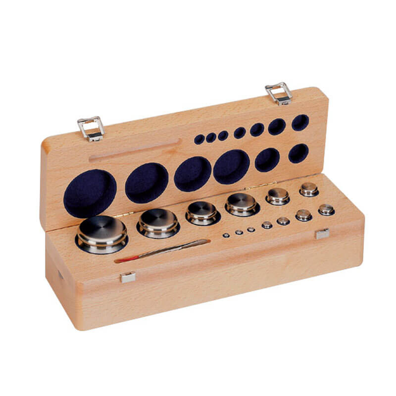 F1 Mass Standard - Knob Weights With Adjustment Chamber, Set (1 mg - 100 g), Wooden Box